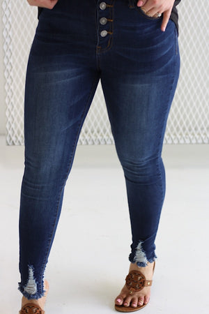 Lexi Love Button Fly Dark Wash Jeans