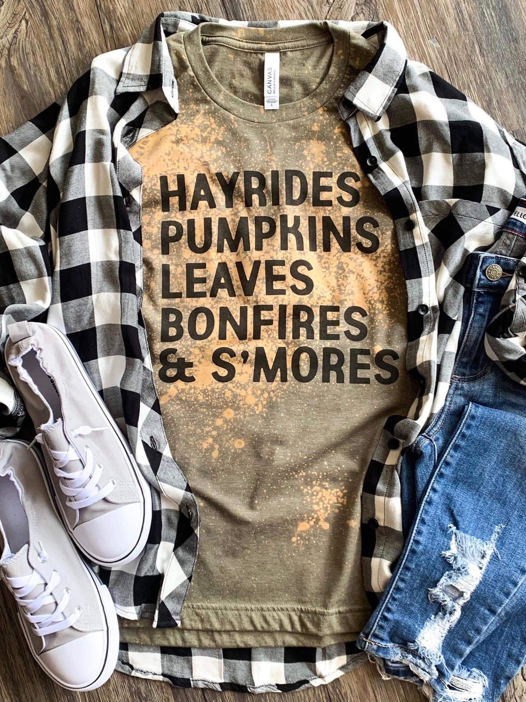 Hayrides Pumpkin Leaves Bonfires & S’mores Graphic Tee