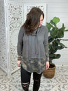 Camo Thermal Knit Cowl Sweater