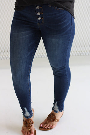 Lexi Love Button Fly Dark Wash Jeans
