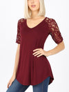 Luxe Lacey Short Sleeve Vneck Top