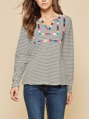 Jonah Embroidered Stripe Top