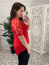 Luxe Lacey Short Sleeve Vneck Top